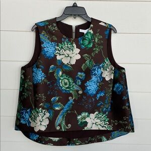 Preston & York Floral Sleeveless Blouse - Brown, Blue, Green
